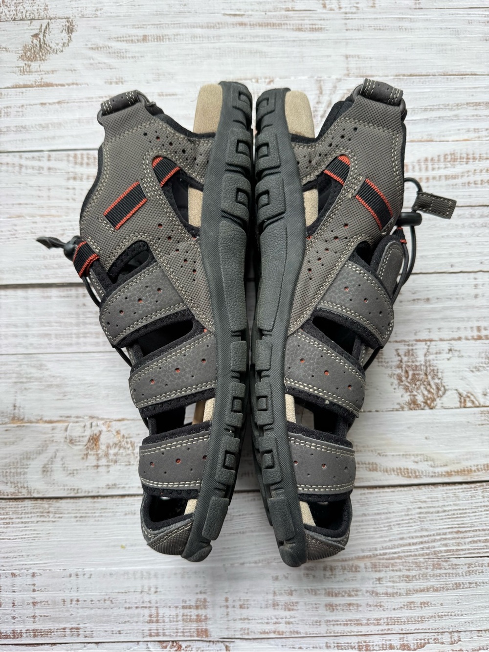 NWOT Geox Men's Strada Sandals Grey Orange Size 12.5